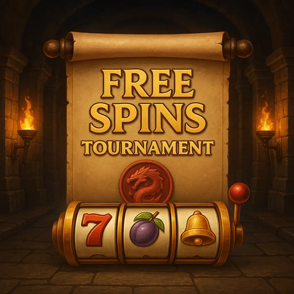 Leaderboard scroll with a dragon seal for the free spins tournament